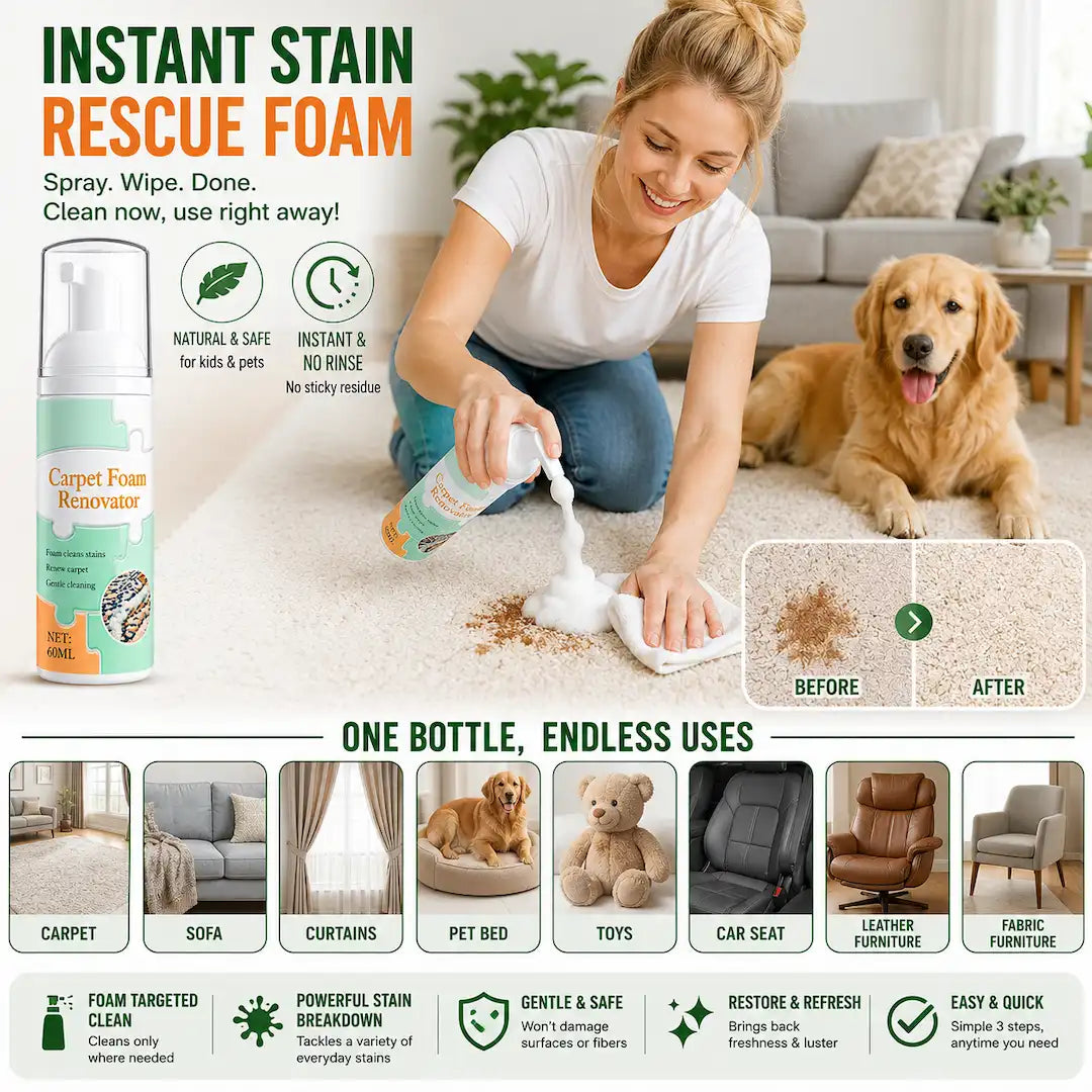 Waterless Carpet Foam Stain Remover with Towel