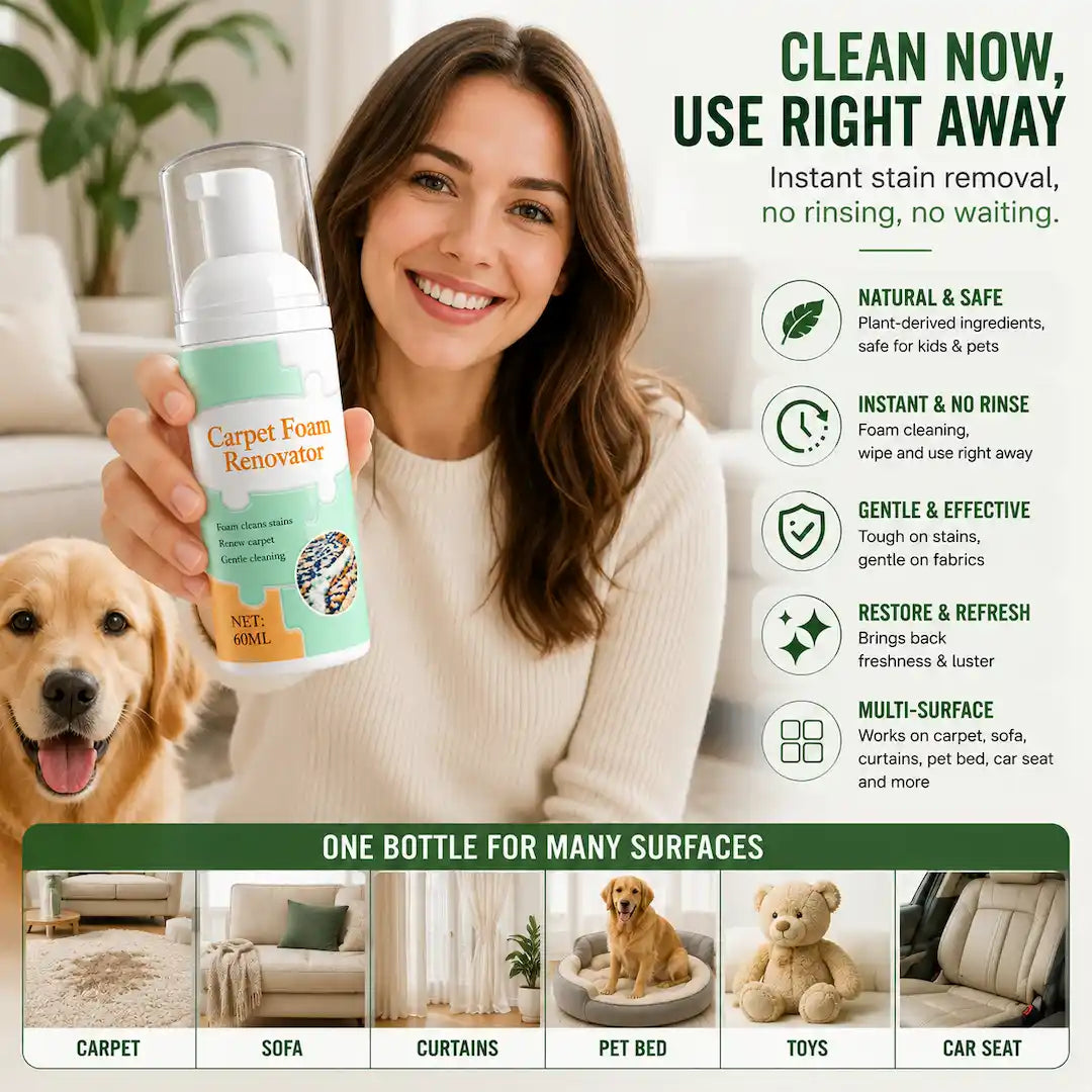 Waterless Carpet Foam Stain Remover with Towel