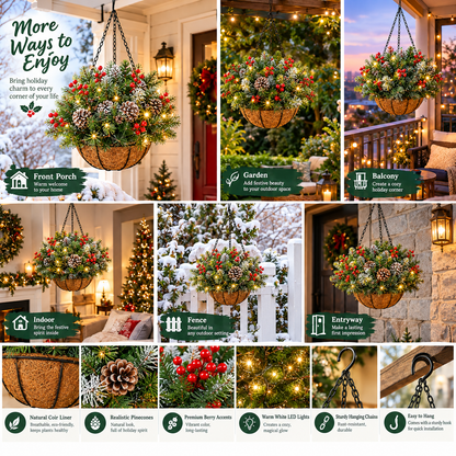 🎄 Last Day 50% OFF🏆Pre-Lit Christmas Hanging Basket |🎄 Pre-lit, weather-resistant, and zero maintenance🔥