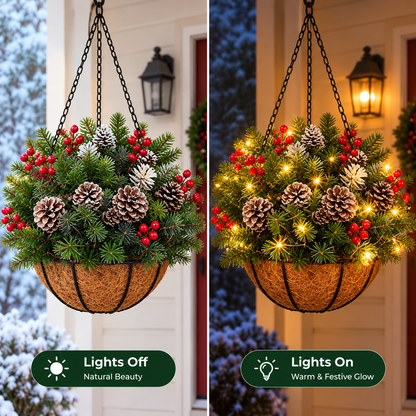 🎄 Last Day 50% OFF🏆Pre-Lit Christmas Hanging Basket |🎄 Pre-lit, weather-resistant, and zero maintenance🔥