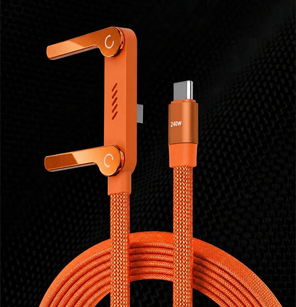 🚨 FLASH SALE — 🔋240W Braided Fast Charge Cable With Built-in Phone Stand