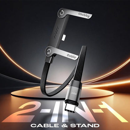 🚨 FLASH SALE — 🔋240W Braided Fast Charge Cable With Built-in Phone Stand